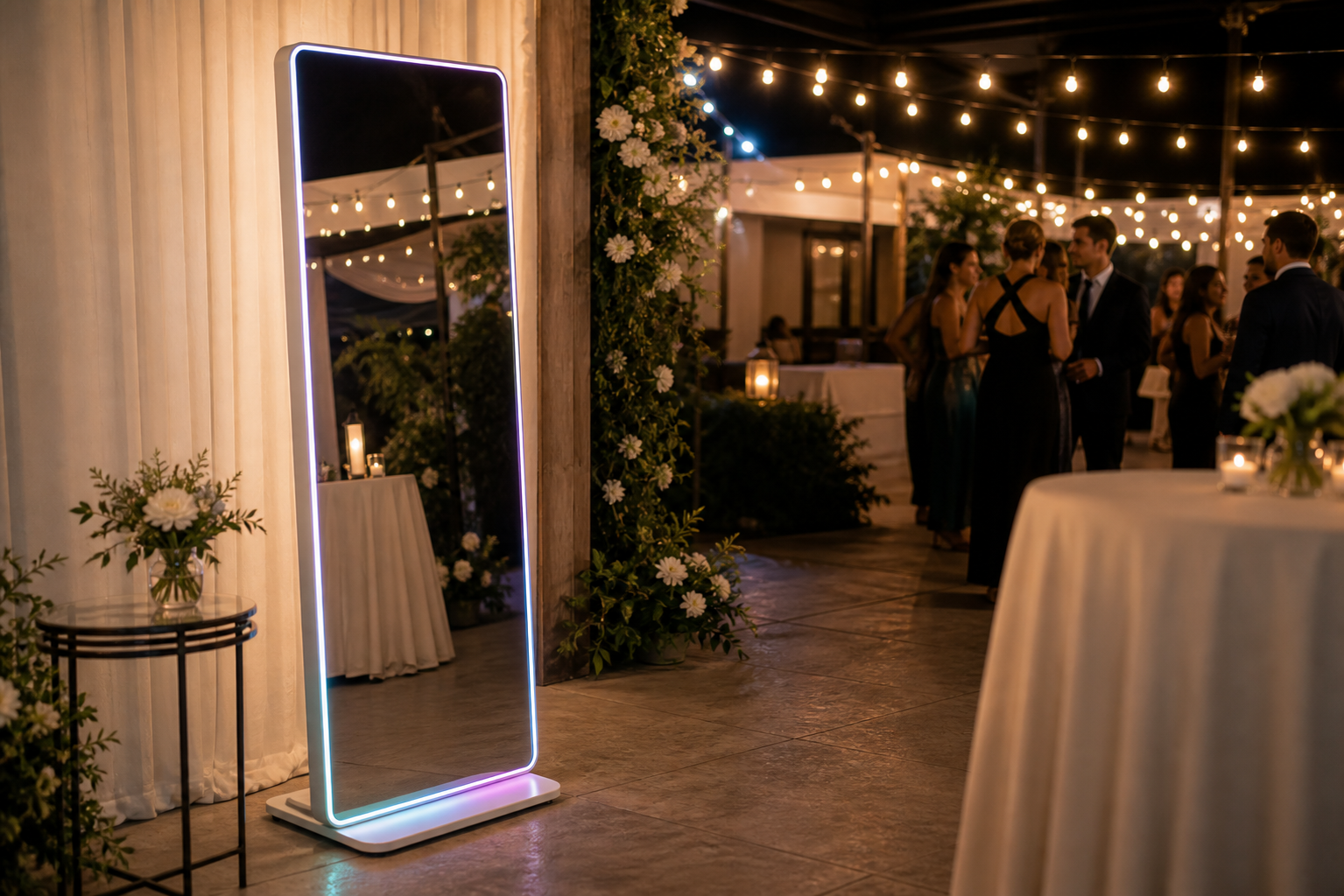 Mirror Booth Air photo booth setup at an elegant event